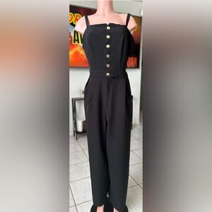 Bar III Elegant Black Jumpsuit with Gold Accents